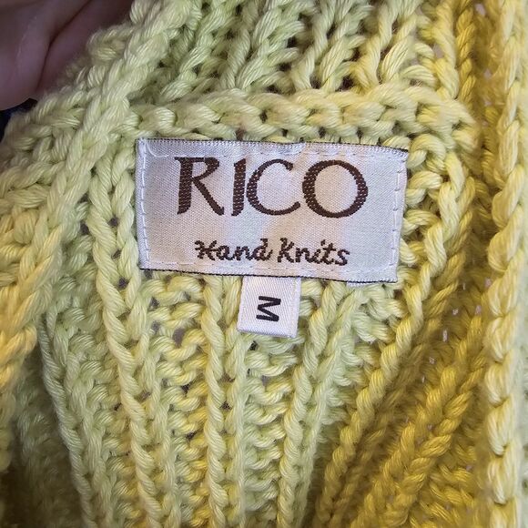 Vintage RICO Hand Knits Cardigan Tank 2 Piece Cotton Sweater Set 1980s Green M - Picture 5 of 8